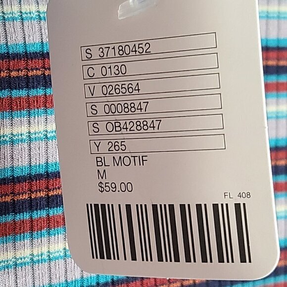 NWT BDG Grey Blue Turtleneck Striped 90s Y2K Ribbed Knit Long Sleeve Mini Dress - Picture 6 of 7